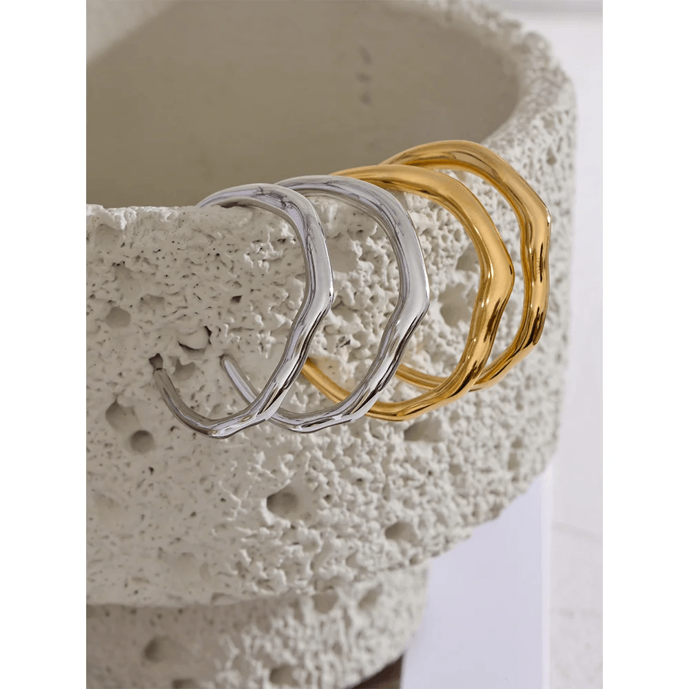 Yhpup-Brincos Minimalistas de Aço Inoxidável Geométricos Chiques, Metal Impermeável, Banhado a Ouro 18K, Presente Diário Simples da Jóia, Alta Qualidade