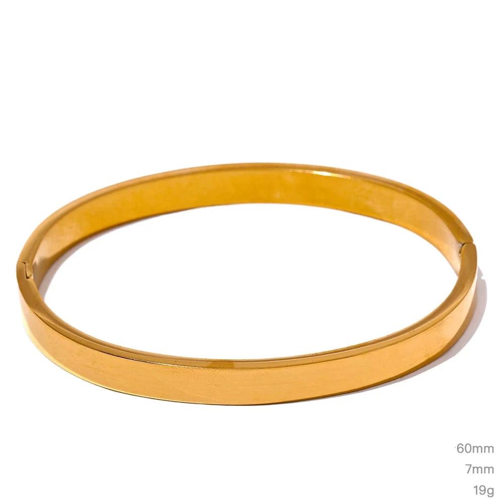 Yhpup-Aço Inoxidável Rodada Pulseira Larga, Ouro e Cor Prata Bangle, Charme Impermeável, Moda Textura, Presente Da Jóia, Alta Qualidade