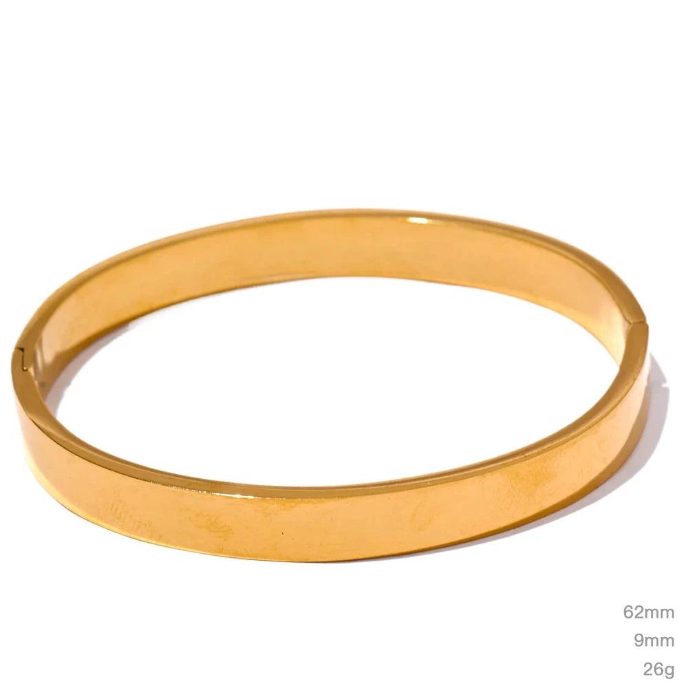 Yhpup-Aço Inoxidável Rodada Pulseira Larga, Ouro e Cor Prata Bangle, Charme Impermeável, Moda Textura, Presente Da Jóia, Alta Qualidade